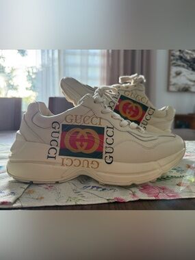 Gucci Rhyton Off-White Leather Chunky Sneakers